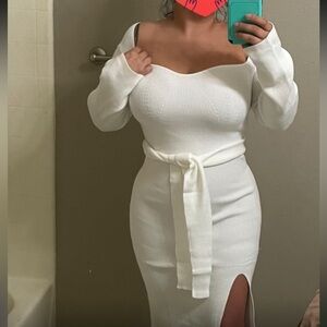 NEVER WORN knit maxi sweater white dress